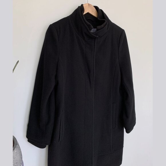 Banana Republic Italian Melton Stadium Coat Wool Coat Large Black - Picture 10 of 12